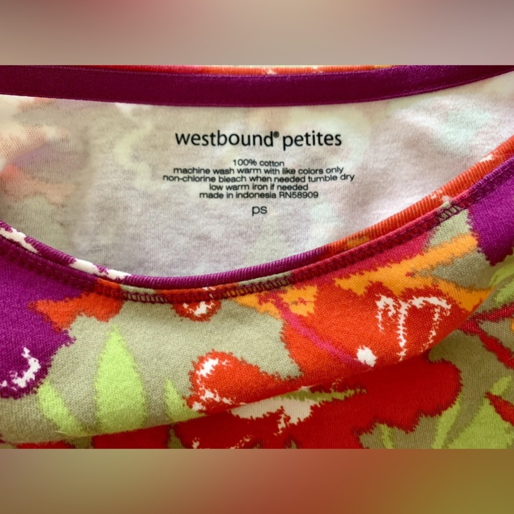 Westbound floral women’s 100% Cotton Top Petite Small PS colorful shirt - Picture 8 of 8